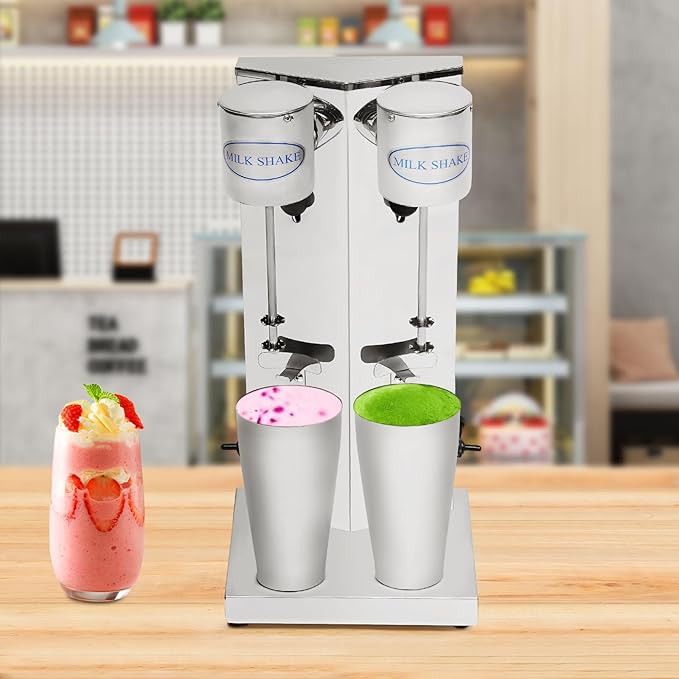 Milkshake Maker Machine Electric Milkshake Blender Maker Commercial Stainless Steel Milk Shaking Machine Double Heads Milk Shaker Electric Drink Mixer for Home Bars Milkshakes Coffee(Style 6)