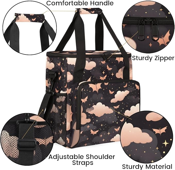 Magical Bat Coffee Maker Carrying Bag Glowing Bat Travel Storage Bag Compatible with K-Mini or K-Mini Plus Single Serve Coffee Brewer Carrying Case with Multiple Pockets &amp Shoulder Strap