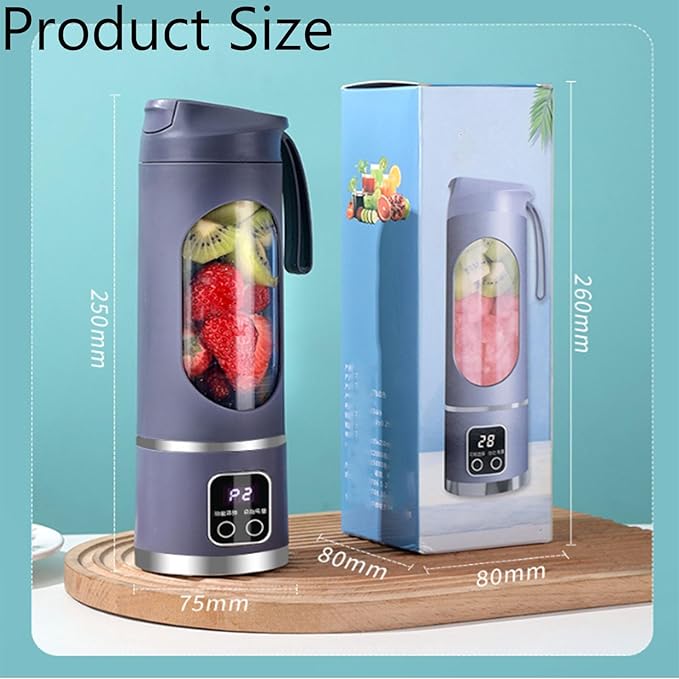 Digital Multimode Juicer Blender - Smart Led Display 3 Speed12-Blade Fresh Juice Bottle 450ml Portable Digital Display Juicer Diet-Friendly Leak Proof Design For Smoothies Liquid Diet (Purple)