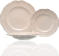Classic White 18pc Dinner Set Cream Solid Country Traditional Round Stoneware 18 Piece Dishwasher Safe Microwave