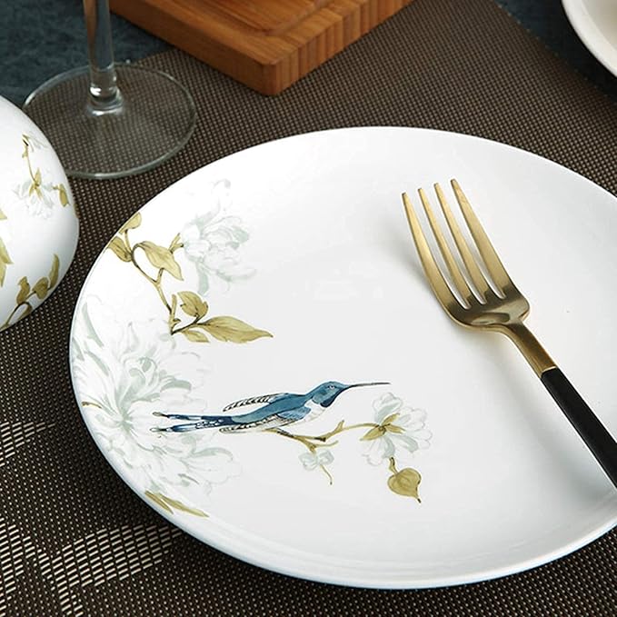 Ceramic Porcelain Dinnerware Set 28 Piece Elegant Pastoral Style Dinnerware Set Household Kitchen Dinnerware Set Service for 6 Plates and Bowls Sets Ceramic Dinne
