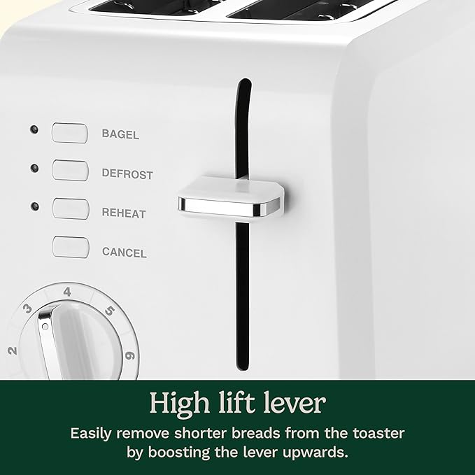 Cuisinart CPT-122 2-Slice Compact Plastic Toaster Slots for Bagels &amp Bread 7 Shade Settings Cancel/Defrost/Reheat Functions Removable Crumb Tray Small Kitchen Appliance for Home &amp Office