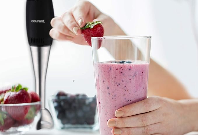 Courant Immersion Hand Blender with 200 Watt Easy to Clean Stick Blender Blends Purees Crushes Ice