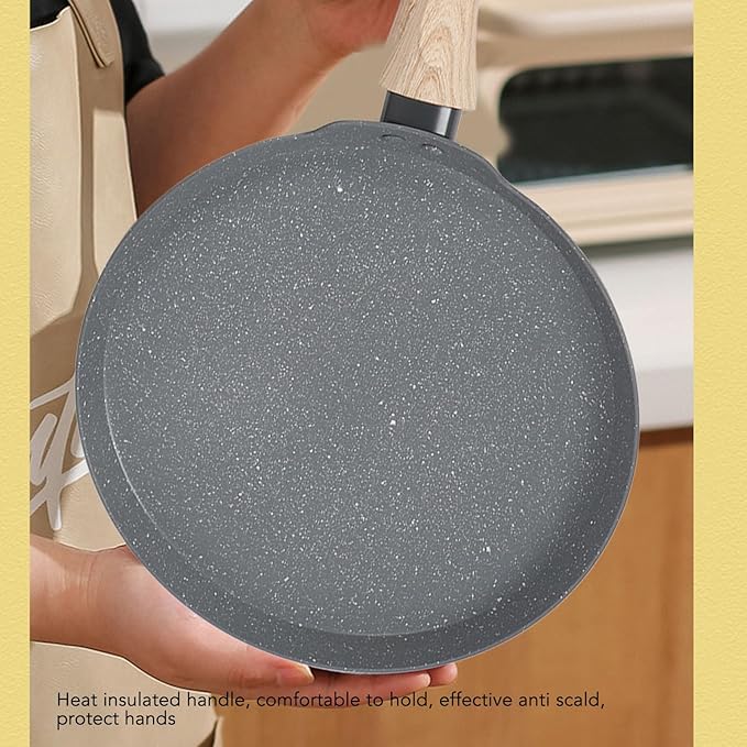 3PCS Maifan Stone Frying Pan Set Grey Anti Stick with Wooden Handle Multifunctional 3 Sizes for All Cooking Needs