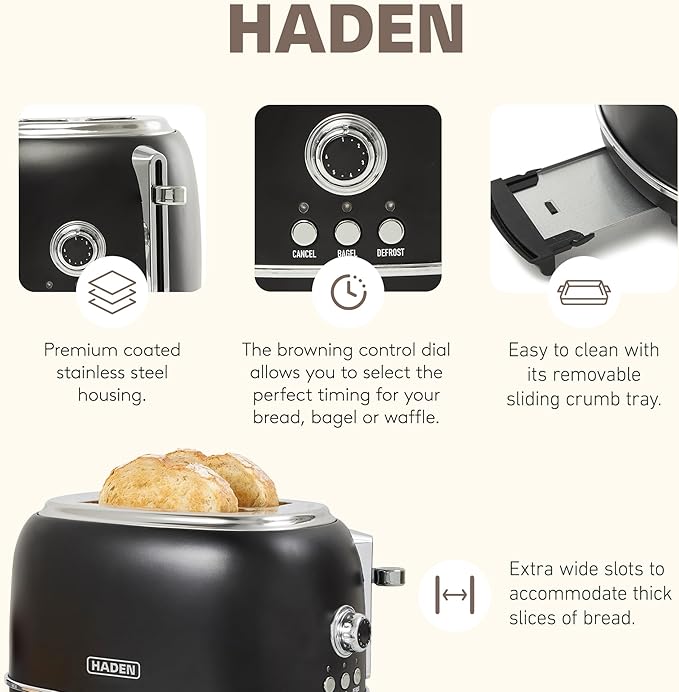 Haden 12 Cup Programmable Drip Coffee Maker Coffee Machine Bundled with Heritage 2 Slice Wide Slot Stainless Steel Toaster Turquoise &amp Chrome
