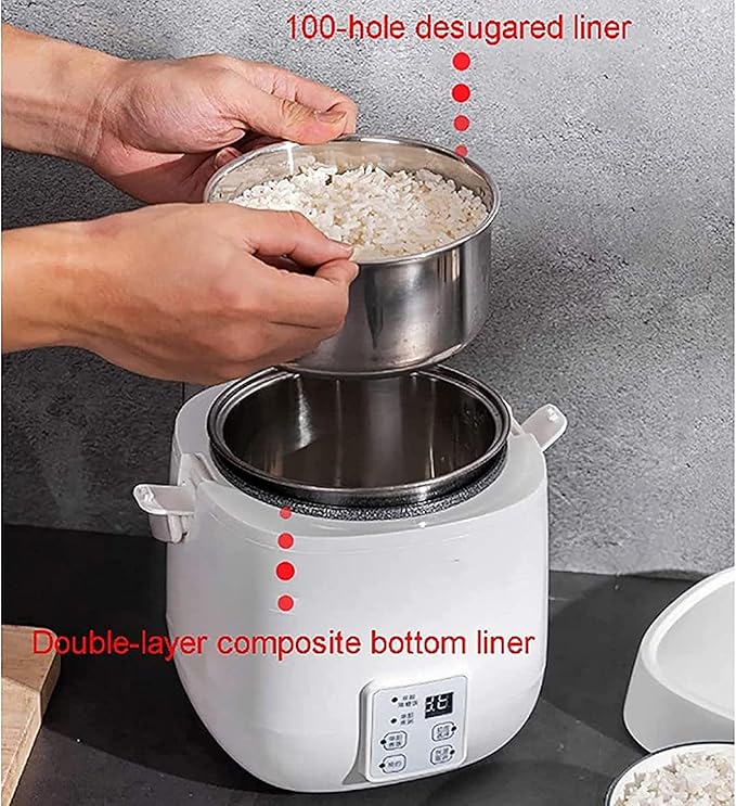 Mini Rice Cooker 1.2L Portable Multifunctional Food Heating Steamer With Double Inner Pot Porridge Steamer 1-2 People#2 (#1) (#1)