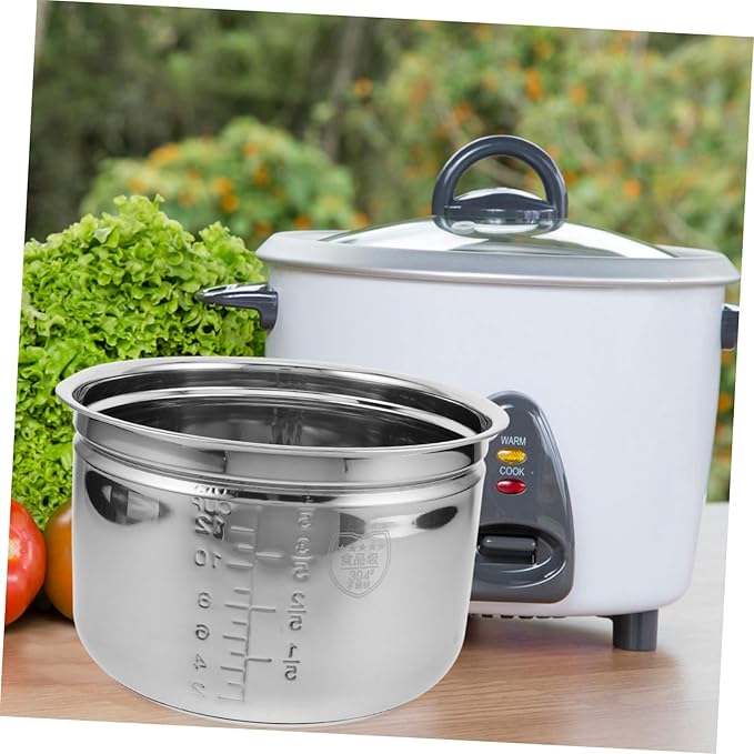 VOSAREA 1set Stainless Steel Inner Pot with Steaming Basket for Electric Pressure Cooker Capacity for Rice Soups Steamed Foods Convenient Draining for Healthier Cooking