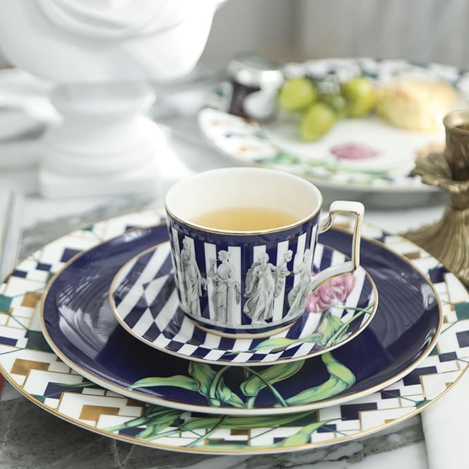 European Style Dinnerware Set Service for 6 Bone China Dinnerware Sets Unbreakable Porcelain Dinner Sets Coffee Cup and Saucer Tableware Set Steak Dinner Plates Dish Set tulip