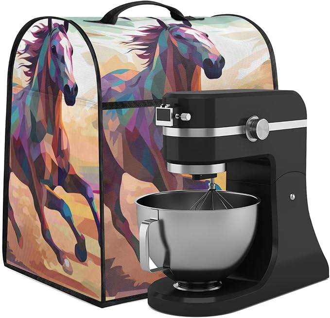 cfpolar Kitchen Aid Mixer Cover Compatible with 6-8 Quarts Painted Animal Horse Stand Mixer Cover Kitchen Aid Mixers Accessories Appliance Organizer Bag Dust Covers with Zipper Pocket