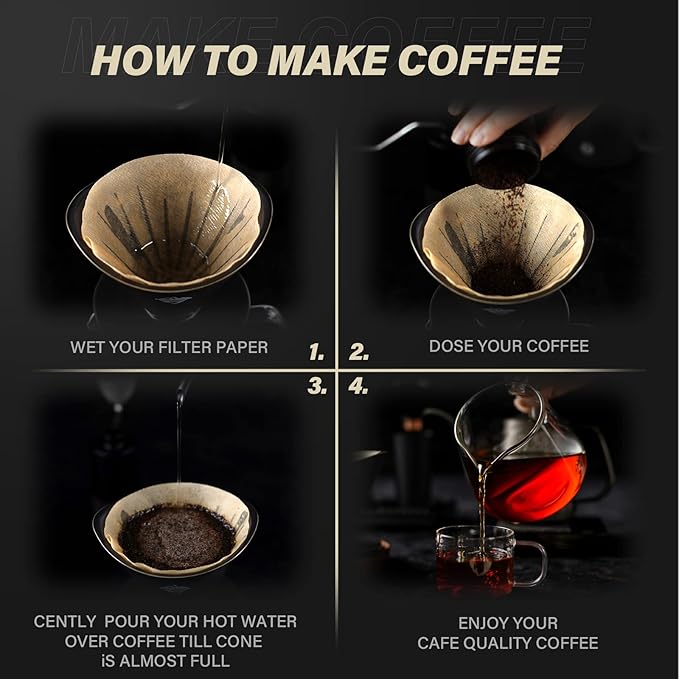 Pour Over Coffee Maker Set Black Ceramic Coffee Dripper with V60 Paper filter 650ml Coffee Glass Server for Cafe Home Restaurant 6291-12202-03A