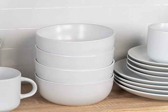 10 Strawberry Street Wazee Matte Coupe Dinnerware Pack of 16 White