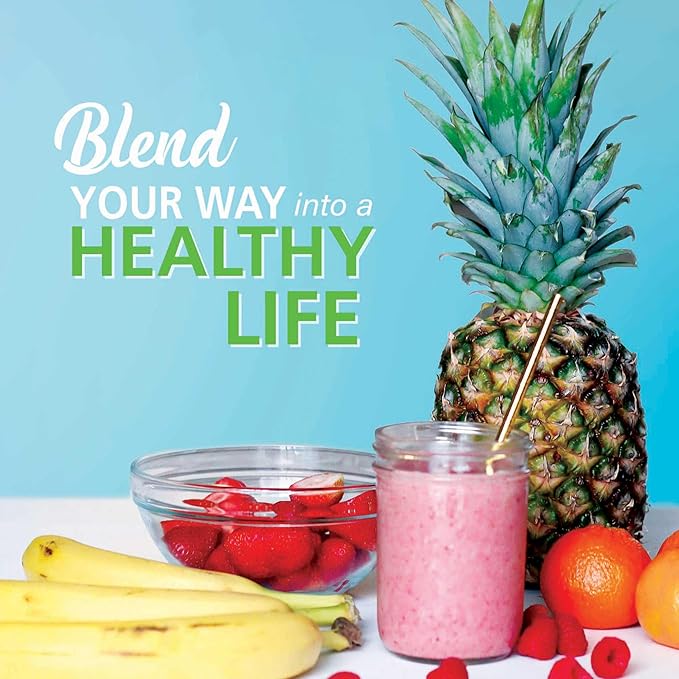 12-Speed Countertop Blender with Pulse Function – 50oz BPA-Free Jar Stainless Steel Blades Ice Crusher &amp Smoothie Maker 350W Kitchen Blender (Blue)