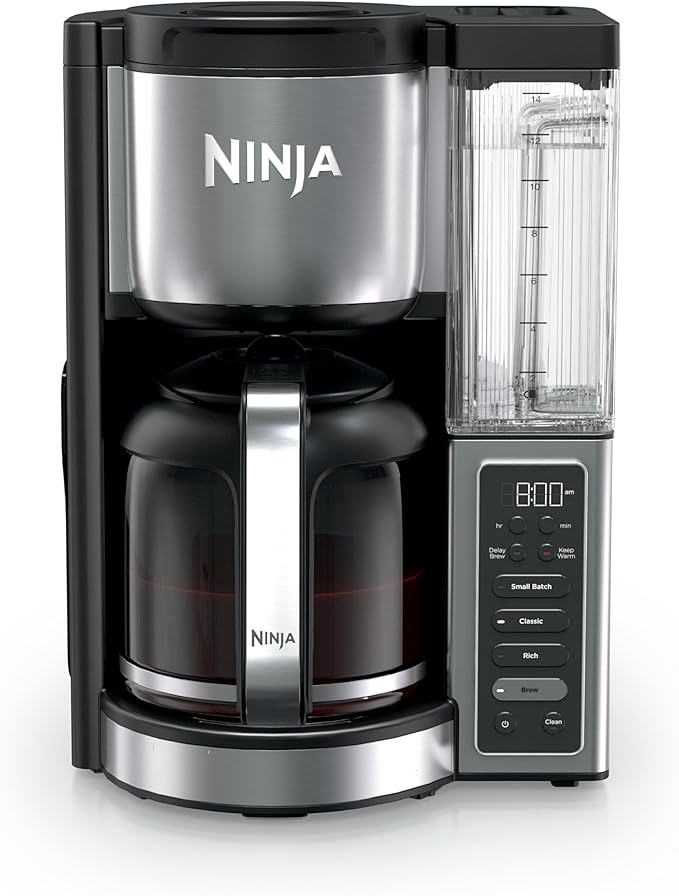 Ninja Fresh Brew™ Drip Coffee Maker | Programmable 14Cup Glass Carafe Brew Classic &amp Rich 70oz Removable Water Reservoir | Small Batch Delay Brew Adjustable Warming Plate | Stainless Steel | C
