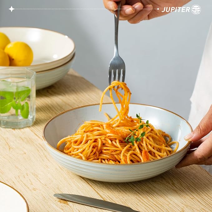 Famiware Jupiter Plates and Bowls Set for 4 16 Pieces Dinnerware Sets 8.5 Pasta Bowls for Serving Multi-color