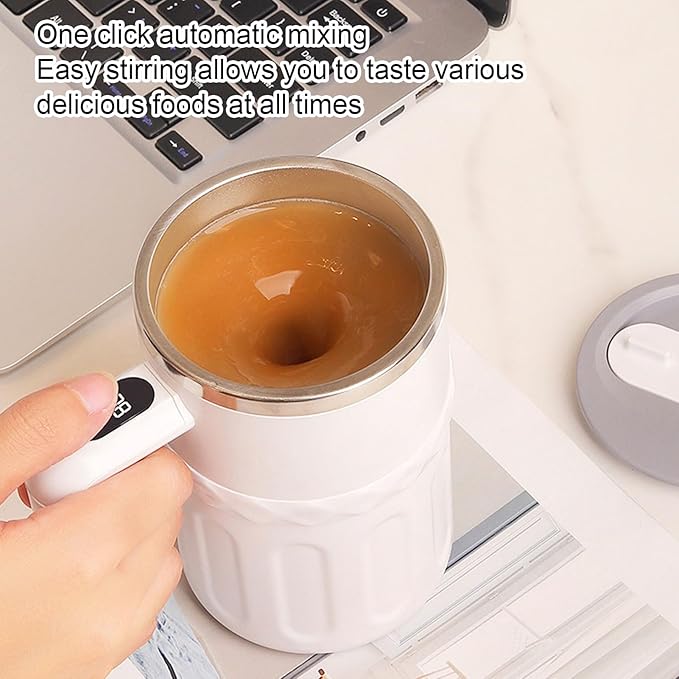 Ejoyous Self Stirring Coffee Mug Magnetic Rotor 6500RPM with Built in Temperature Sensor and LED Display for Mixing Coffee Powder Milk Protein Shakes