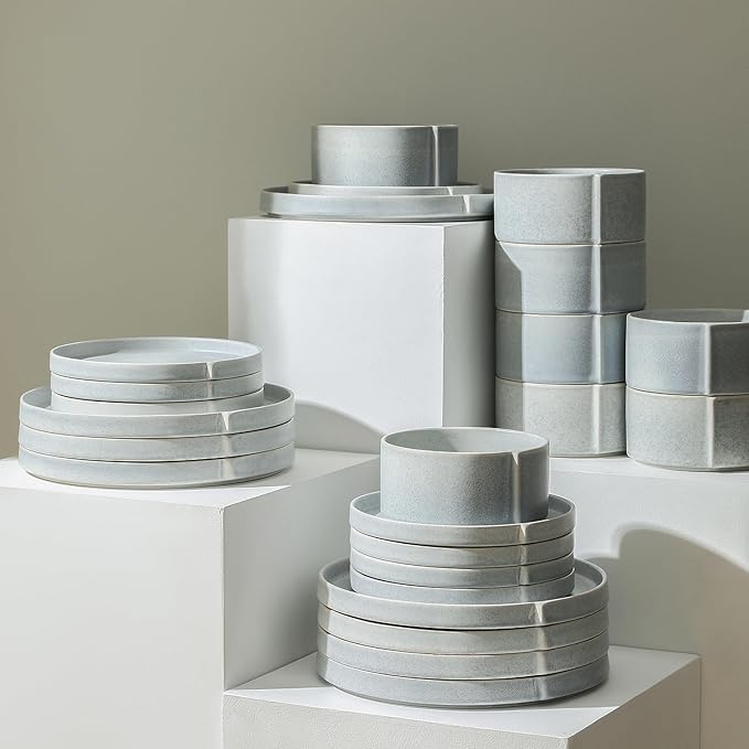 Stone Lain Bao 12-Piece Dinnerware Set Stoneware Blue-Grey