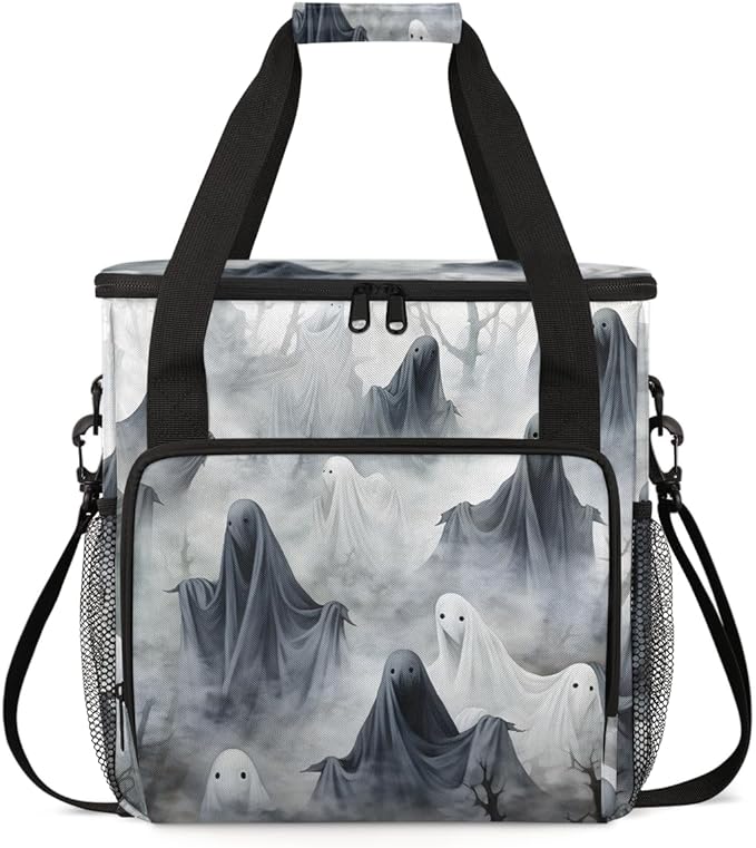 Halloween Ghosts Coffee Maker Carrying Bag Cartoon Ghosts Travel Storage Bag Compatible with K-Mini or K-Mini Plus Single Serve Coffee Brewer Carrying Case with Multiple Pockets &amp Shoulder Strap