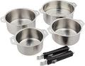 Wahei Freiz Tsubamesanjo EM-032 Removable Handle 4-Piece Set Stainless Steel Induction Compatible Made in Japan