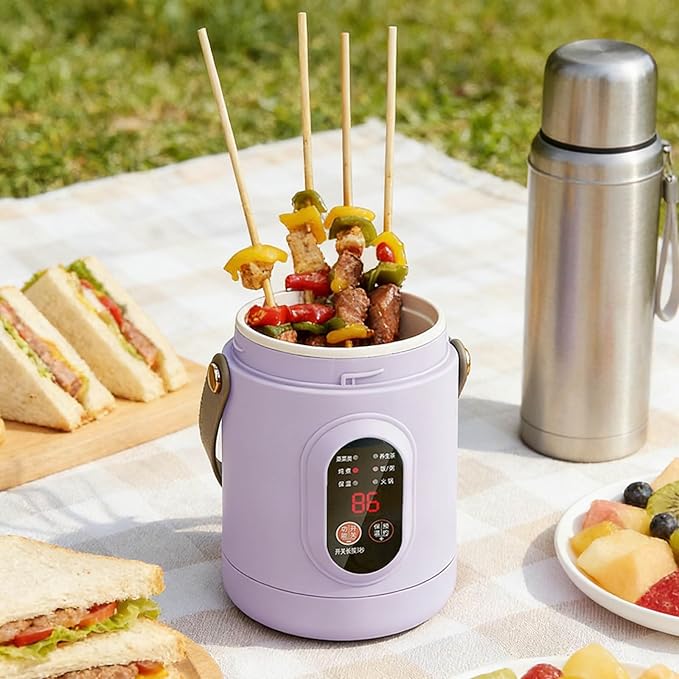 Mini Electric Pot 500W Stainless Steel Electric Cooker Portable Ramen Cooker Small Cooking Pot for Dorm Office Travel Rapid Noodles Cooker Stainless Steel Pot (Purple)