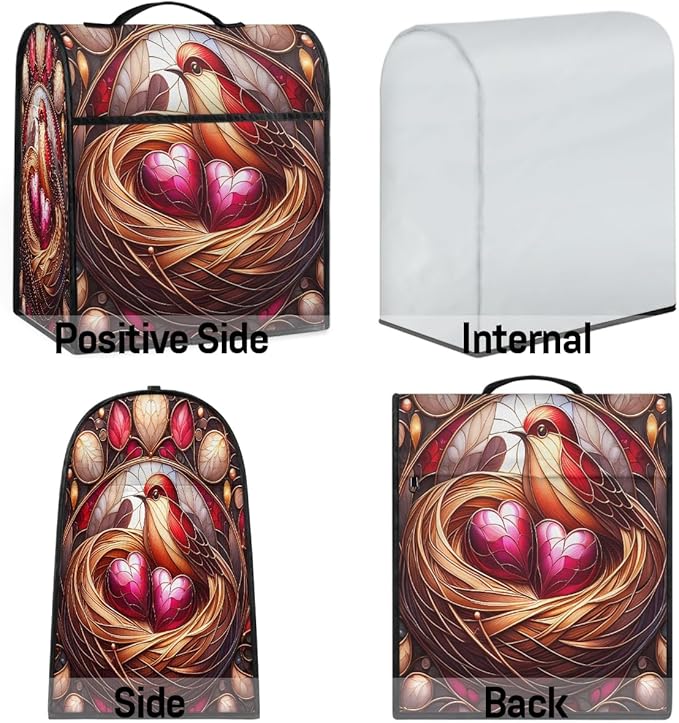 cfpolar Kitchen Aid Mixer Cover Compatible with 6-8 Quarts Animal Bird Love Stand Mixer Cover Kitchen Aid Mixers Accessories Appliance Organizer Bag Dust Covers with Zipper Pocket