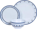 Melamine Dinnerware Set 12pcs Plates and Bowls Set Blue Dinner Dishes Set for Indoor and Outdoor BPA-Free Dishwasher Safe Blue
