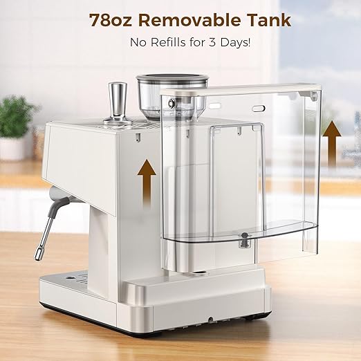 COWSAR 15-Bar Expresso Coffee Machines Commercial Espresso Machine with Grinder Milk Frother/Steam Wand &amp Tamping Tools for Cappuccino &amp Latte - White