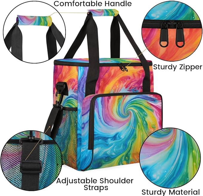 Tie Dyeing Coffee Maker Carrying Bag Blue Green Portable Travel Storage Tote Bag Compatible with K-Mini or K-Mini Plus Single Serve Coffee Brewer Carrying Case with Multiple Pockets &amp Shoulder S