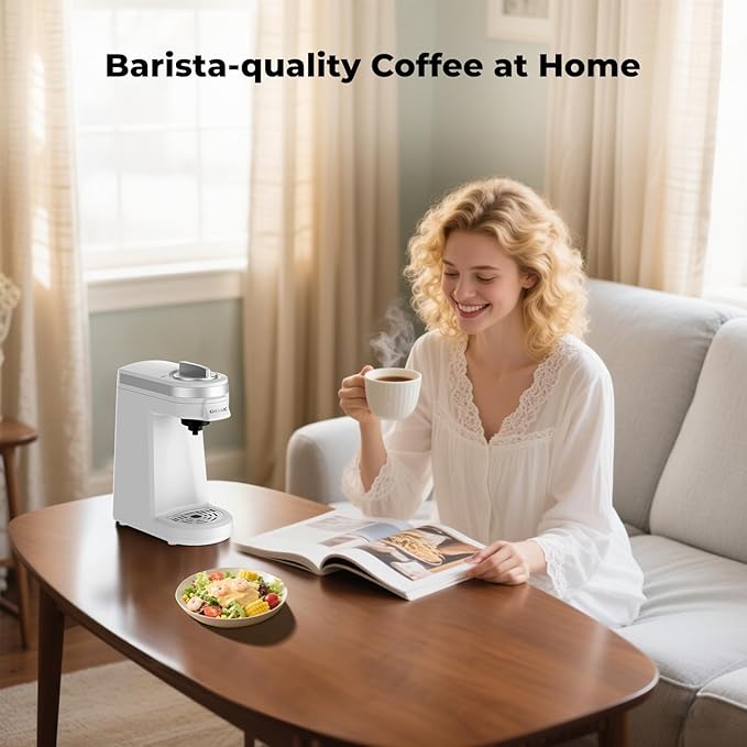 CHULUX Mini Coffee Maker for K Capsule Single Serve Coffee Maker for One Cup Americano Lightweight Pod Coffee Machine Pearl White