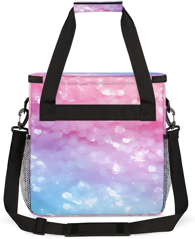 Glitter Coffee Maker Carrying Bag Light blue Portable Travel Storage Tote Bag Compatible with K-Mini or K-Mini Plus Single Serve Coffee Brewer Carrying Case with Multiple Pockets &amp Shoulder Stra