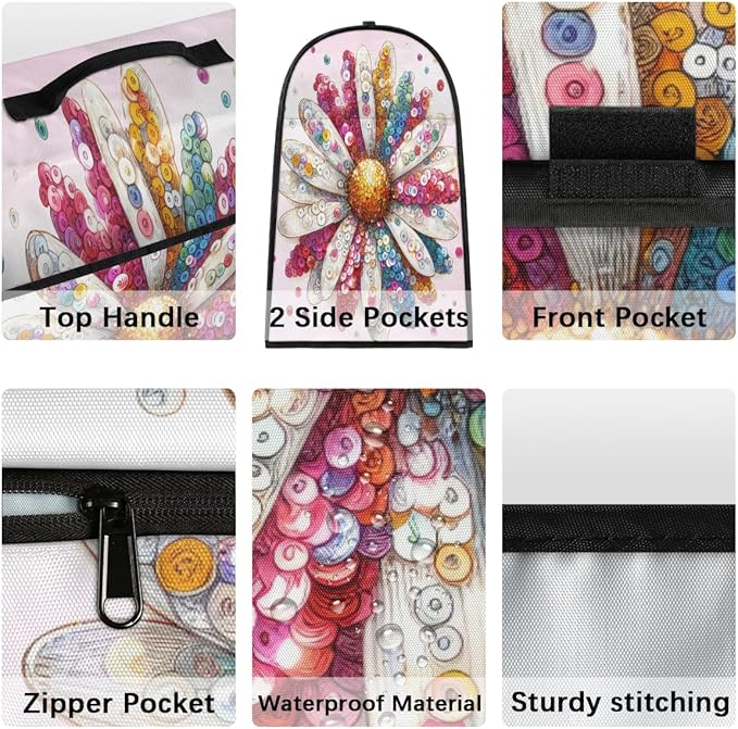 cfpolar Kitchen Aid Mixer Cover Compatible with 6-8 Quarts Flower Color Floral Stand Mixer Cover Kitchen Aid Mixers Accessories Appliance Organizer Bag Dust Covers with Zipper Pocket