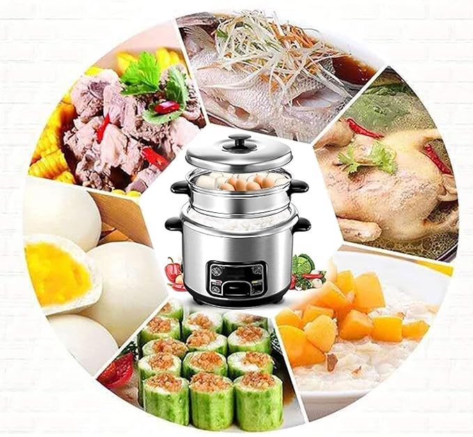 Rice Cookers and Steamer Stainless Steel Liner Electric Food Rice Cooker with Keep-Warm Function 6/3/2/1 cup Portable Travel Small Steamer(Size:4L) zz-0326