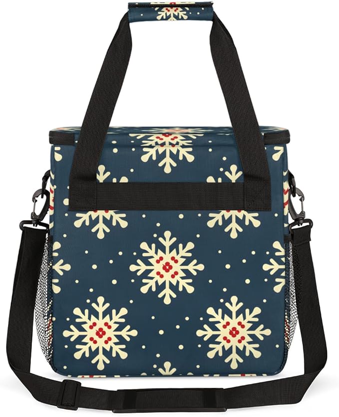 Christmas Snowflakes Coffee Maker Carrying Bag Dreamy Snowflakes Travel Storage Bag Compatible with K-Mini or K-Mini Plus Single Serve Coffee Brewer Carrying Case with Pockets &amp Shoulder Strap
