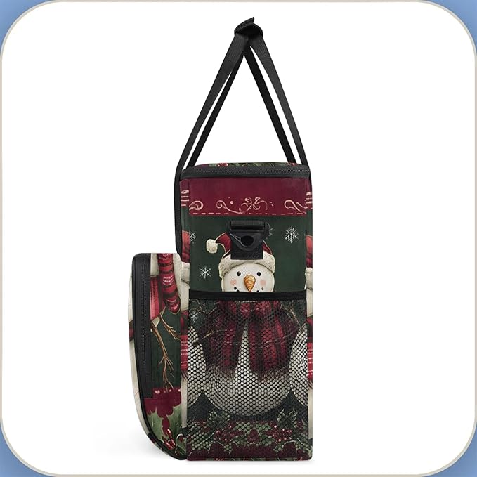 Snowman Coffee Maker Travel Bag Christmas Xmas Snowman Insulated Grocery Bag Travel Picnic Leakproof Cooler Bags With Shoulder Strap