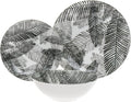 Godinger Dinnerware Set Dinner Plates Salad Plates and Soup Bowsl Glaze Print Felice - 12 Piece set