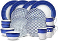 Gourmet Basics by Mikasa Madison Dinnerware Set 16 Piece Blue White