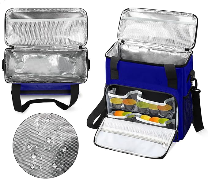 Navy Blue Coffee Maker Carrying Bag Waterproof Insulated Leakproof Cooler Bag Portable Storage Tote Bag Organizer With Shoulder Strap