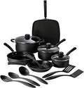 15 Pc Cookware Set - Silver Aluminum Nonstick (Color : Black)