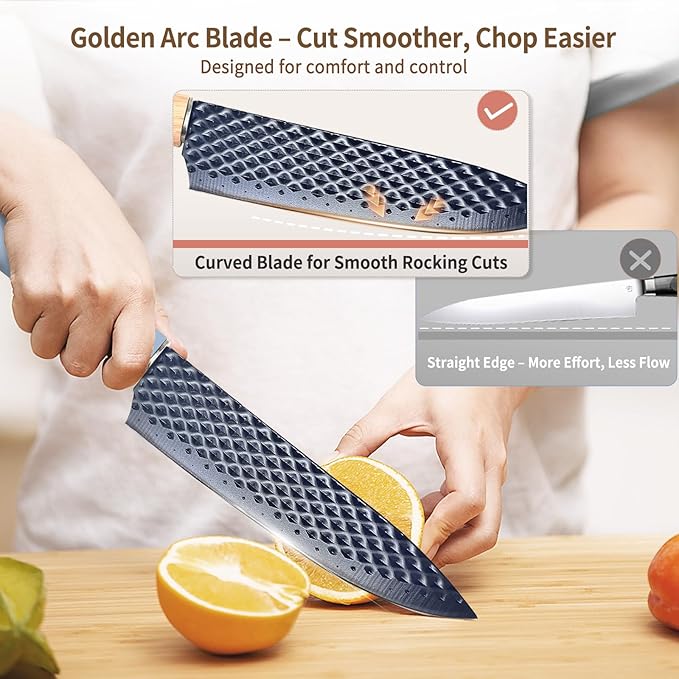 Knife Set 7-Piece Kitchen Knife Set with Sharp Chef and Meat Knives Anti-Rust Utility Knives Set for Kitchen Kitchen Knife Block Set（Blue）