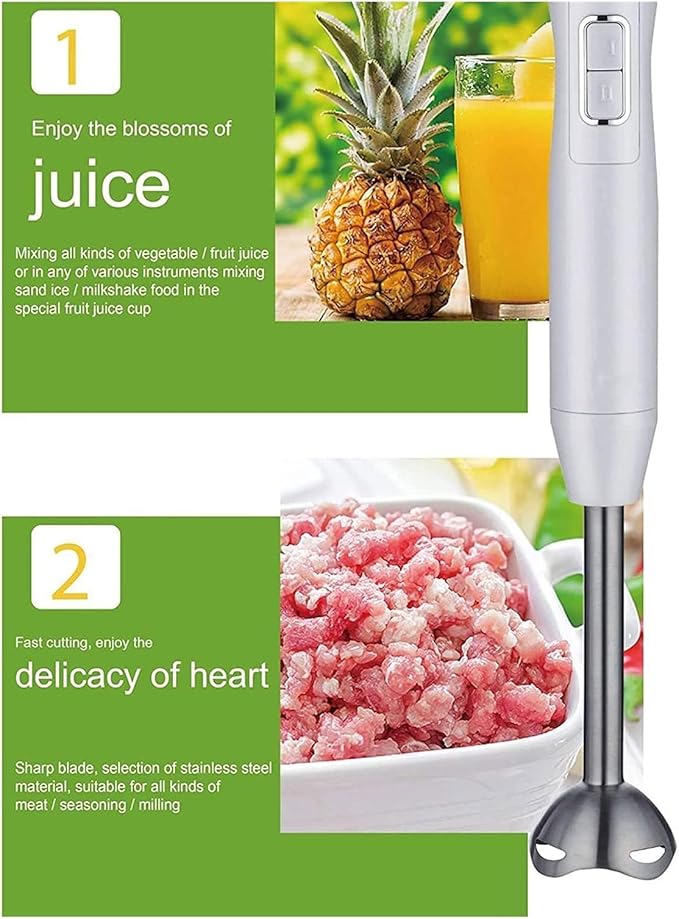 Immersion Hand Blender Powerful 250 Watt Smart Stick with Titanium Steel Blades Food Processor Blender Combo for Multi-Purpose Smoothie/Whisk/Chopper/Soup/Juicer/Crush Ice