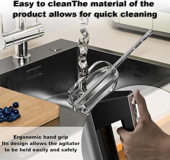 Stainless Steel Hand Blender 5 Speed Turbo Mixer with Interchangeable Blades Pastry Blenders Includes 2 Rods and 2 Hooks Versatile Electric Manual Blender