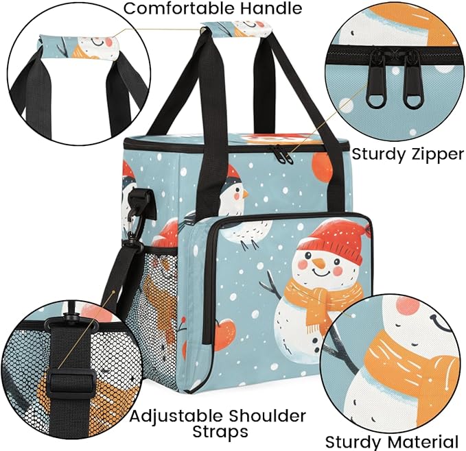 Christmas Snowman Bird Coffee Maker Carrying Bag Travel Storage Bag Compatible with K-Mini or K-Mini Plus Single Serve Coffee Brewer Carrying Case with Multiple Pockets &amp Shoulder Strap