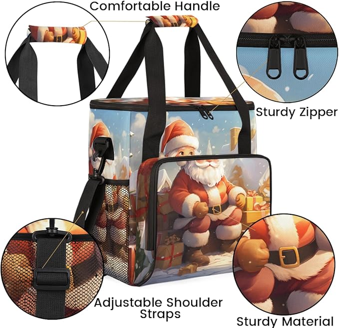 Colorful Santa Claus Coffee Maker Carrying Bag Magical Santa Claus Travel Storage Bag Compatible with K-Mini or K-Mini Plus Single Serve Coffee Brewer Carrying Case with Pockets &amp Shoulder Strap