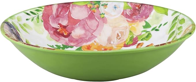 UPware 12 Piece Rose Garden Melamine Dinnerware Sets Outdoor Dishes Set Plates and Bowls Sets Service for 4 Multicolor