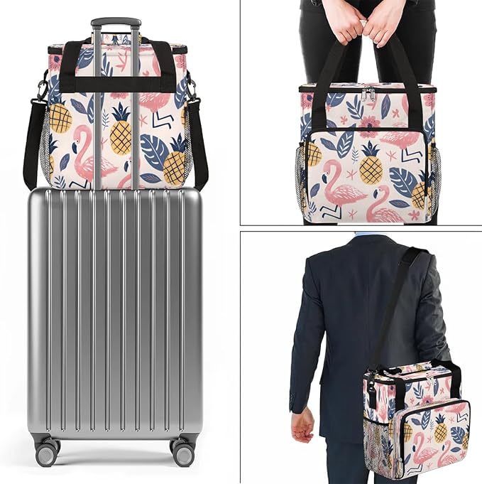 Floral Pineapple Flamingo Coffee Maker Travel Bag for K-Mini or K-Mini Plus Single Serve Coffee Brewer Portable Storage Tote Case for Tarvel