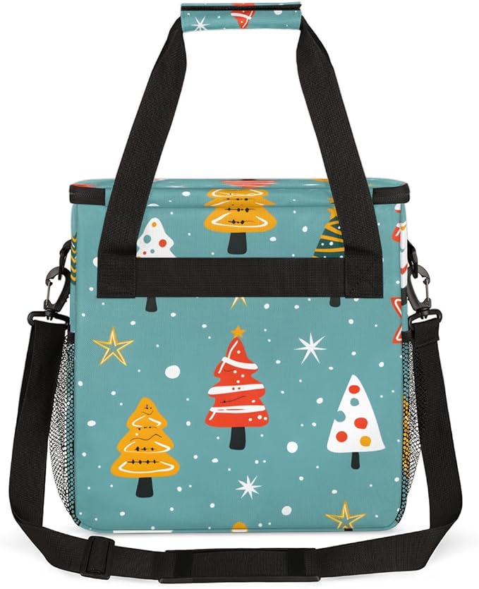 Glitter Tree Coffee Maker Carrying Bag Christmas Festivals Travel Storage Bag Compatible with K-Mini or K-Mini Plus Single Serve Coffee Brewer Carrying Case with Multiple Pockets &amp Shoulder Stra