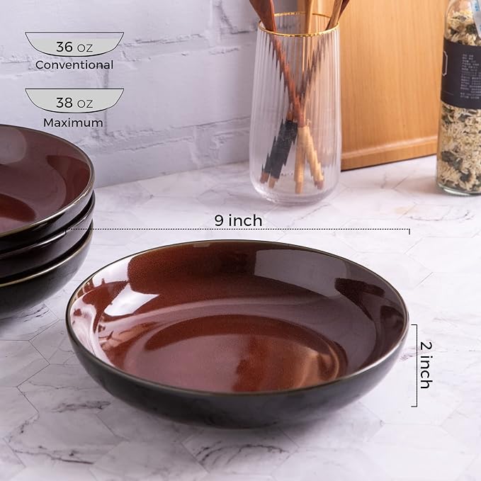 LERATIO Ceramic Dinnerware Sets for 8with pasta bowlsHandmade Reactive Glaze Dishes SetChip Resistant and Scratch Resistant | Oven&ampDishwasher &amp Microwave Safe-Blue(30PCS)