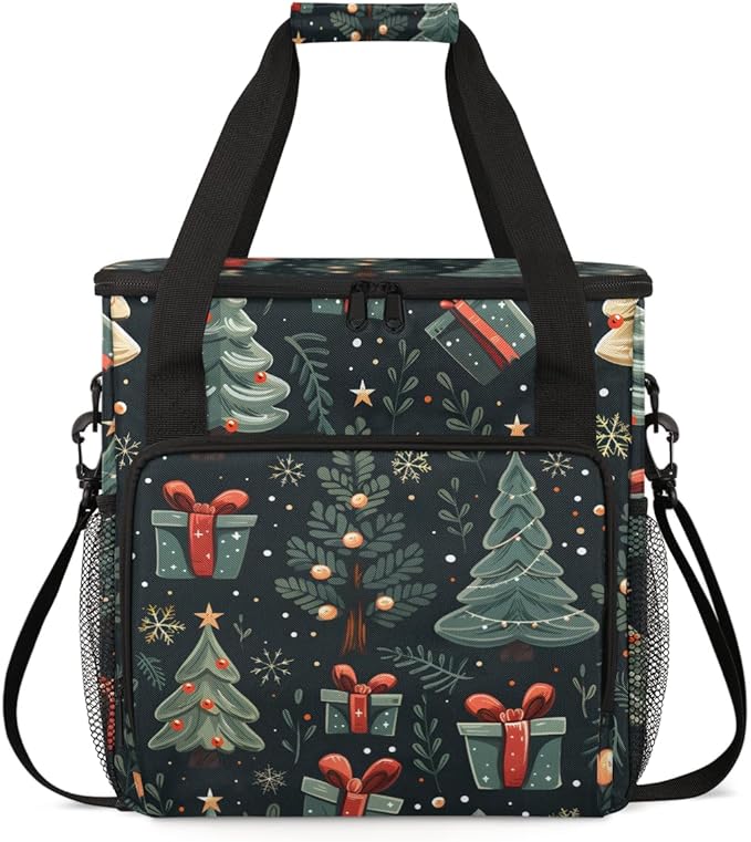 Oil Painting Tree Xmas Coffee Maker Carrying Bag Travel Storage Bag Compatible with K-Mini or K-Mini Plus Single Serve Coffee Brewer Carrying Case with Multiple Pockets &amp Shoulder Strap