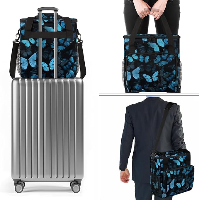 Watercolor Butterfly Coffee Maker Carrying Bag Graffiti Butterfly Travel Storage Bag Compatible with K-Mini or K-Mini Plus Single Serve Coffee Brewer Carrying Case with Pockets &amp Shoulder Strap