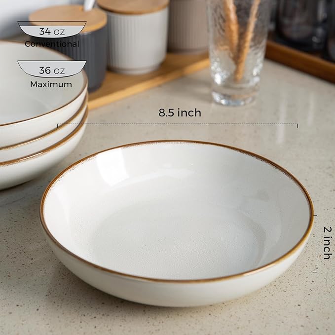 AmorArc Stoneware Dinnerware Sets &amp Pasta Bowls &amp Coffe MugsService for 4 (22pc)