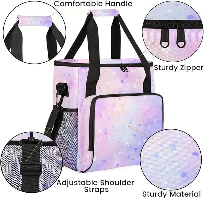 Glitter Coffee Maker Carrying Bag Light Pink Portable Travel Storage Tote Bag Compatible with K-Mini or K-Mini Plus Single Serve Coffee Brewer Carrying Case with Multiple Pockets &amp Shoulder Stra
